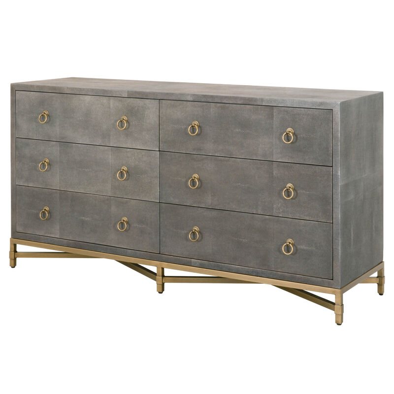 Gray Shagreen 6-Drawer Double Dresser