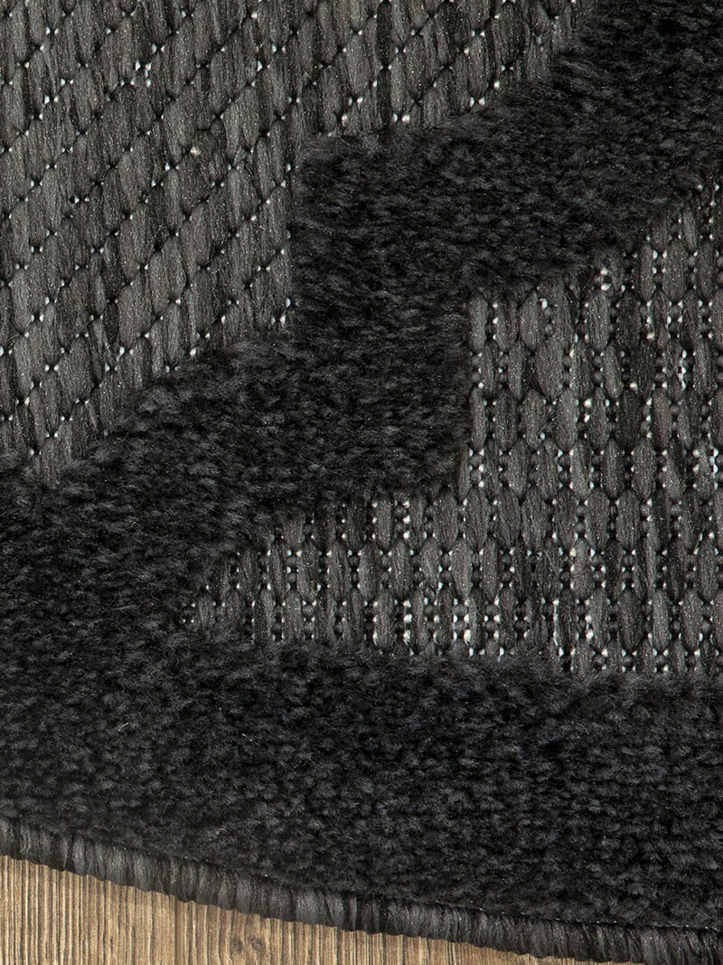 Easy Care NES01 Charcoal/Black 6' x 9' Oval Rug