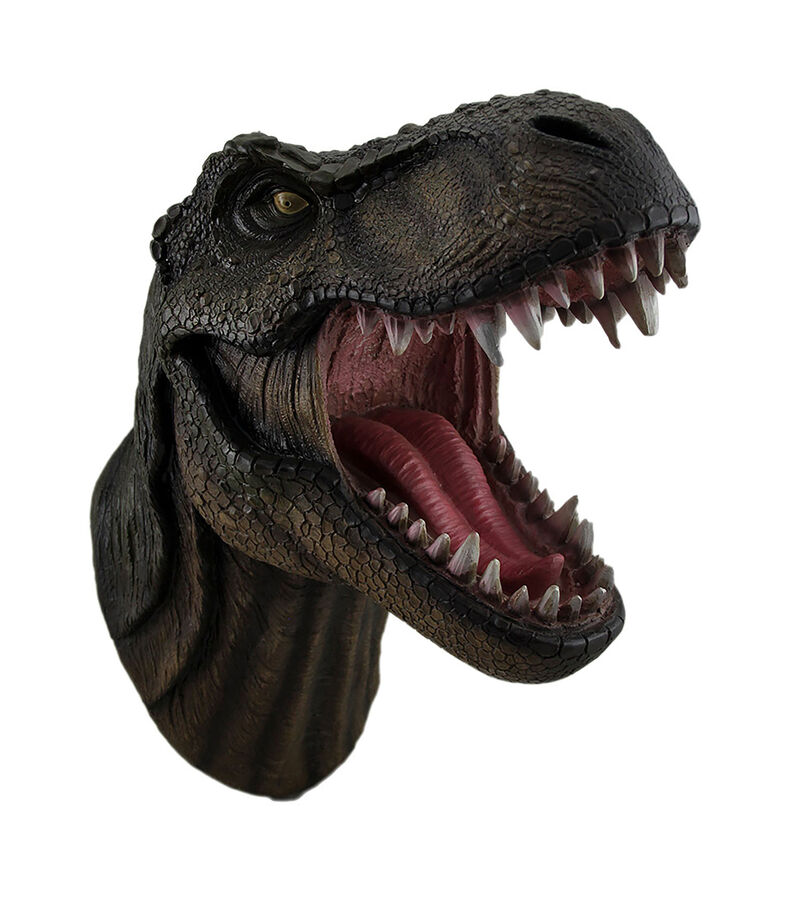 Jurassic Jaws Snarling Tyrannosaurs Rex Wall Mounted Dinosaur Head Sculpture image number 0