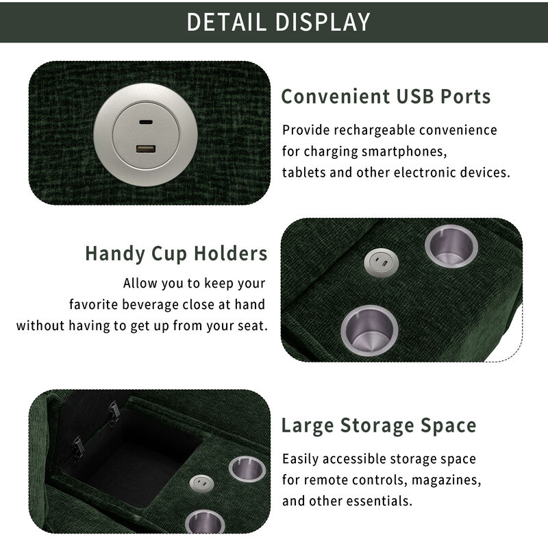 Merax Sectional Sofa Chenille Upholstered Sofa with Two Removable Ottoman