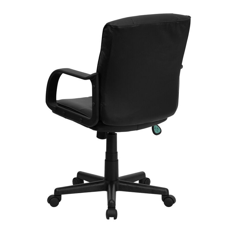 Rider Mid-Back Black LeatherSoft Swivel Task Office Chair with Arms image number 7