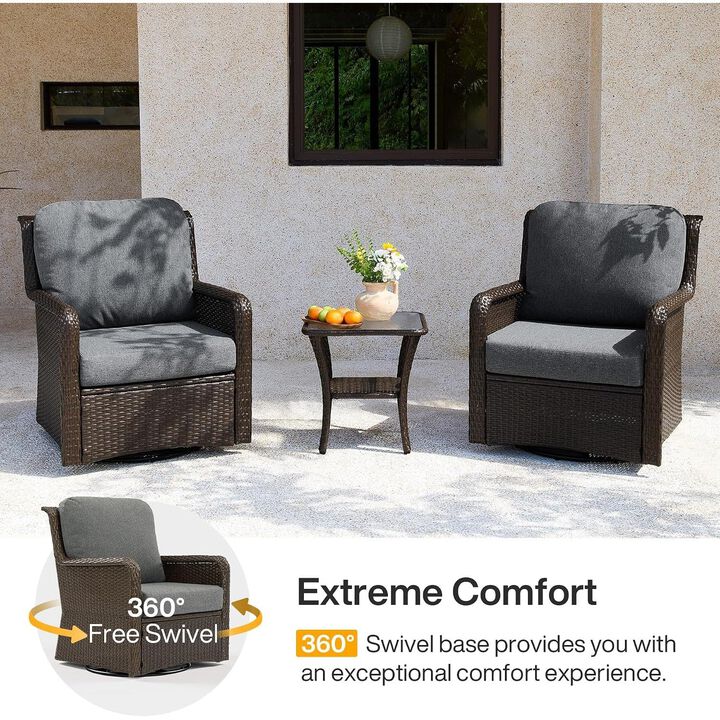 Tribesigns PE Rattan Patio Swivel Chair Outdoor Furniture