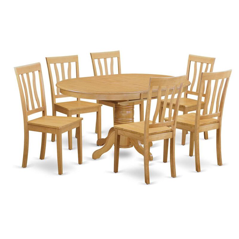 7 Pc Dining Room Set &ndash; Oval Dining with Leaf and 6 Dining Chairs