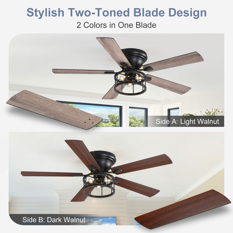 Breezary 52 in Ceiling Fan with Light, Walnut Plywood Blades, Quiet Reversible DC Motor, Remote Control, 6 Speeds image number 1