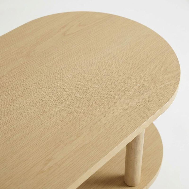 Brown wood TV stand with solid mango construction and oval design image number 5