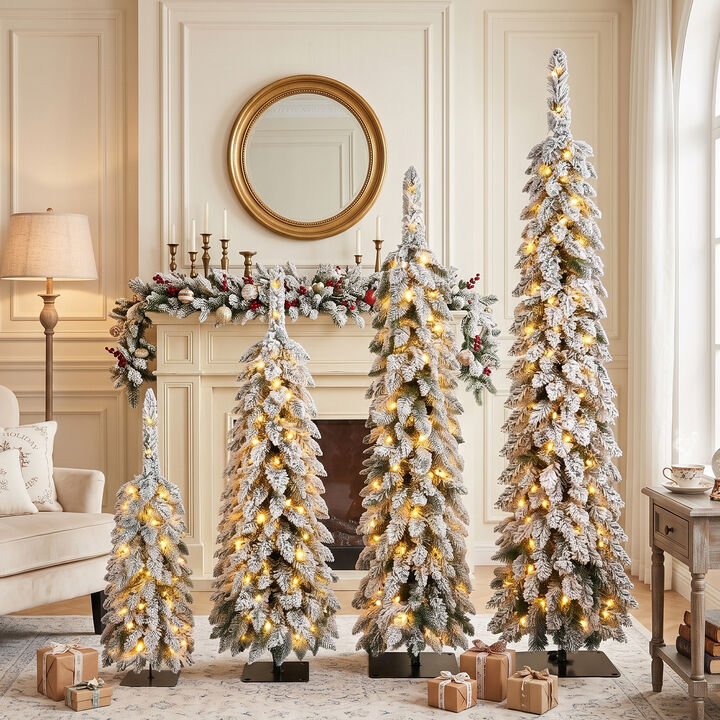 Menmir 4 Pack Pre-Flocked Christmas Trees