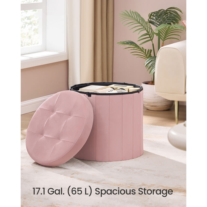 Round Ottoman Storage Bench with Removable Lid Footrest Seat image number 1