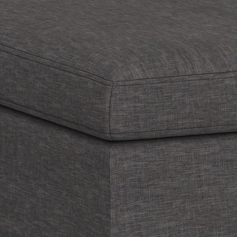 Owen Square Coffee Table Storage Ottoman in Slate Grey Linen Look Fabric