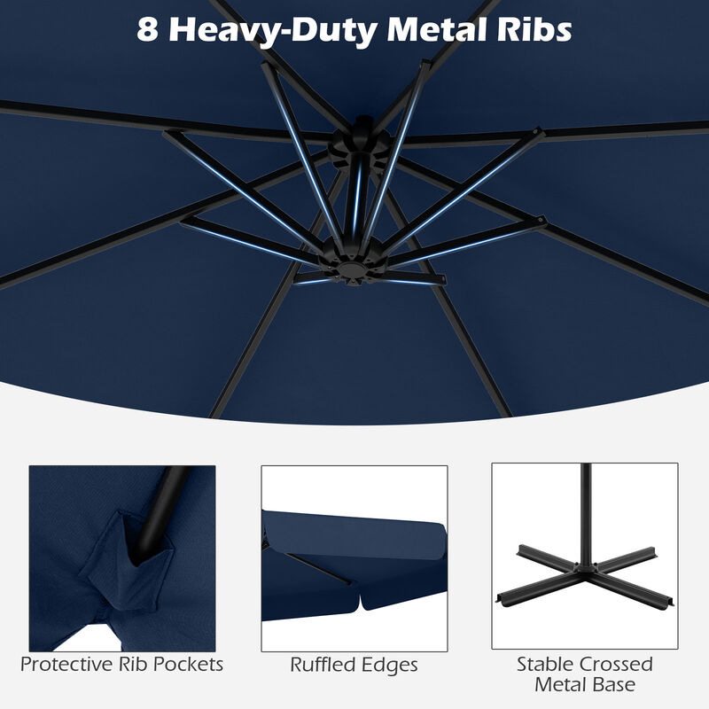 Patio Cantilever Umbrella with Cover &ndash; Tilt Adjustment & Decorative Ruffled Edge