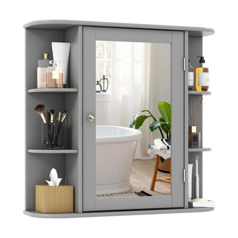Hivvago Wall-Mounted Bathroom Mirror Cabinet with Storage Shelves
