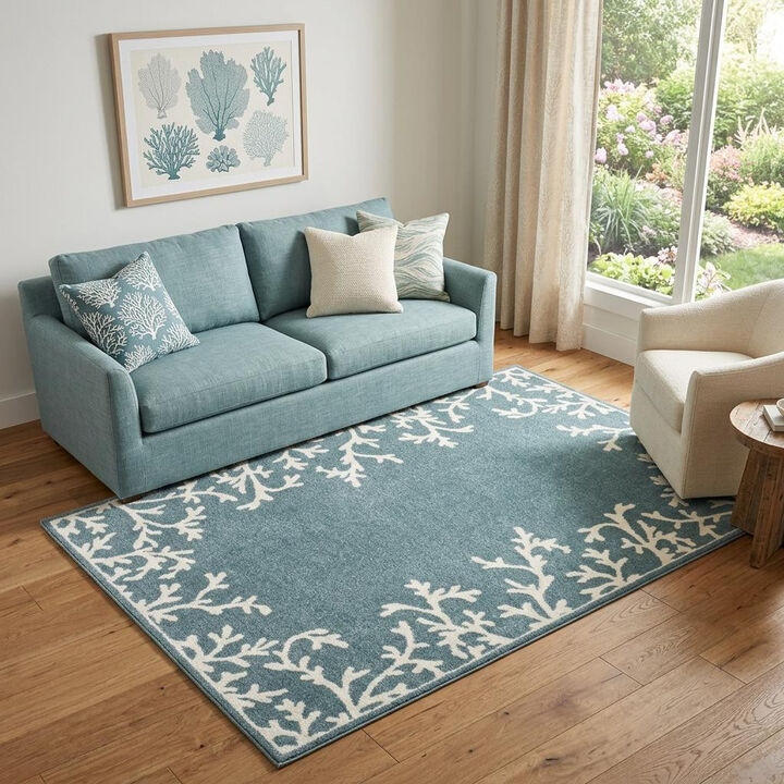 HomeRoots Seashell and Area Rug