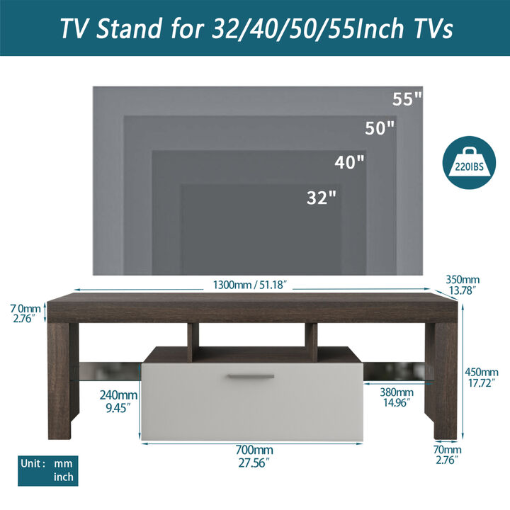 20 minutes quick assembly brown simple modern TV cabinet Floor cabinet Floor TV wall cabinet Brown + white modern TV bracket