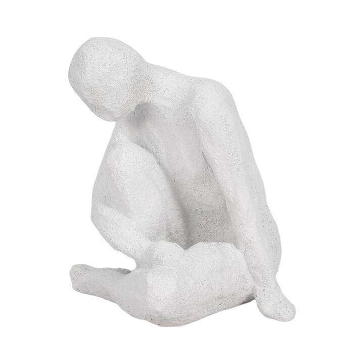 7" Contemplating Figure Rough Texture, White