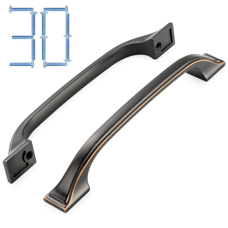 KOOFIZO 30-Pack Square Foot Craftsman Cabinet Bow Pull - Oil Rubbed Bronze Furniture Handle, 5 Inch/128mm Screw Spacing, 10-Pack