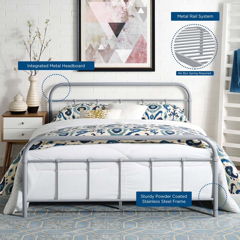 Modway Furniture  36.5 x 84.5 in. Maisie Queen Stainless Steel Bed Frame image number 6