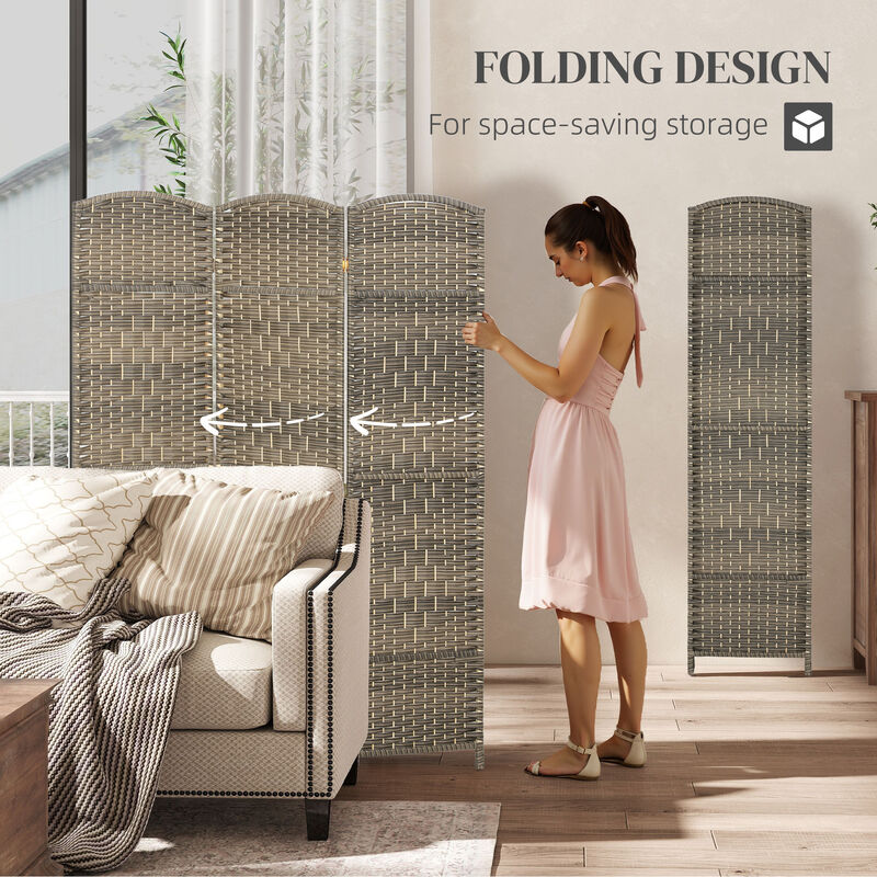 Hivvago 6' Tall Freestanding Wood Privacy Screen with 3 Panels image number 3