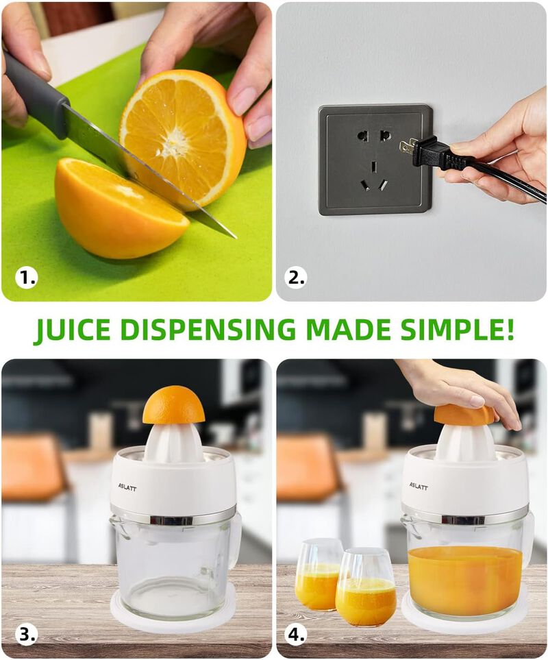 Electric Orange Juicer, Electric Citrus Juicer for Lime Grapefruit, Orange Crush Machine, White Glass Juicer, 25 oz Capacity, Detachable Design