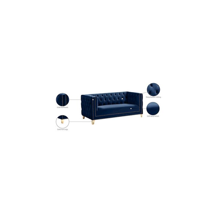 Meridian Furniture Michelle Navy Velvet Loveseat