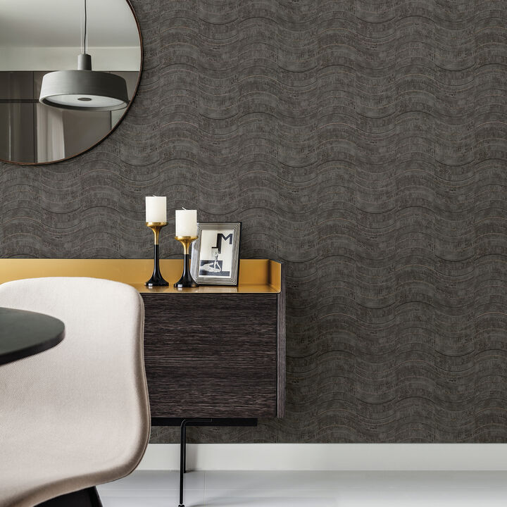Hydra Dark Grey Geometric Wallpaper