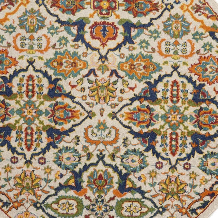 HomeRoots Round Floral Power Loom Area Rug