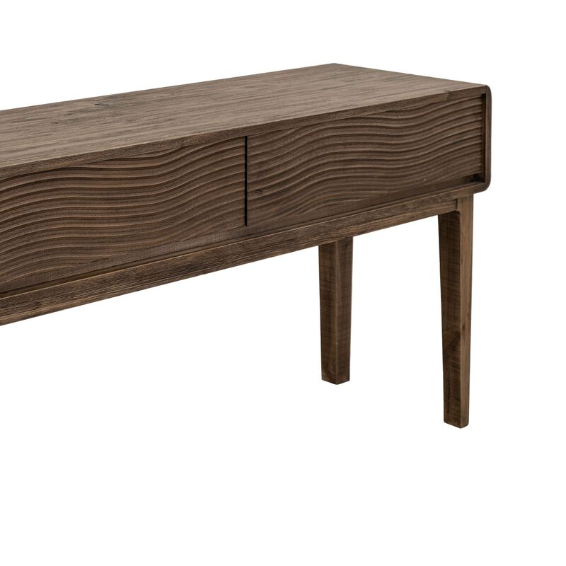 Oly Sofa Console Table, 2 Drawer, Natural Brown Melina Wood, 55 Inch