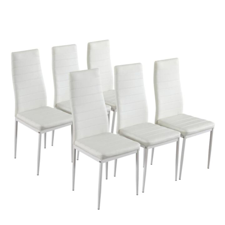 Elegant High Backrest Dining Chairs Assembled with Striped Texture & Modern Design