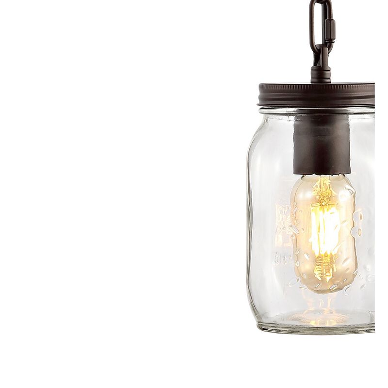 Gaines 1-Light Farmhouse Industrial Iron Mason Jar LED Pendant
