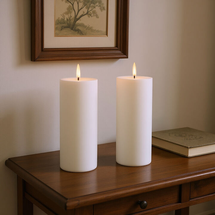 HomeRoots Set of Two Unscented Candle Flameless Pillar Candles