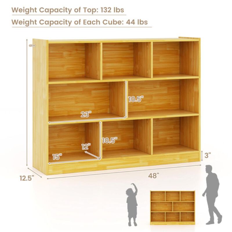 Hivvago 3-Tier Open Bookcase 8-Cube Floor Standing Storage Shelves