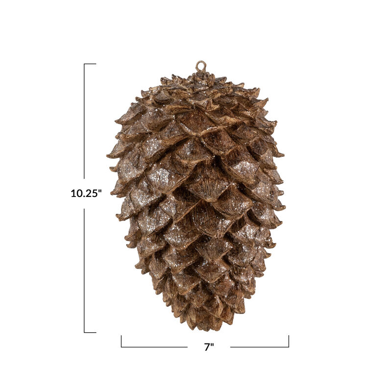 Artisan Pinecone Resin Figurine with Glitter image number 1