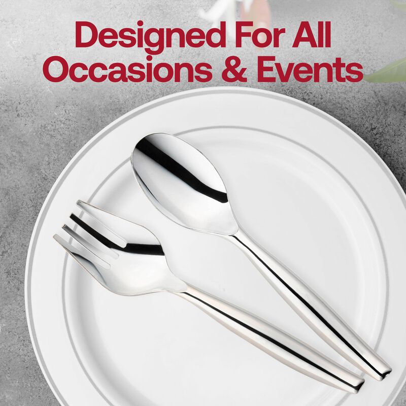 Silver Plastic Serving Flatware Set (150 Pairs) image number 6