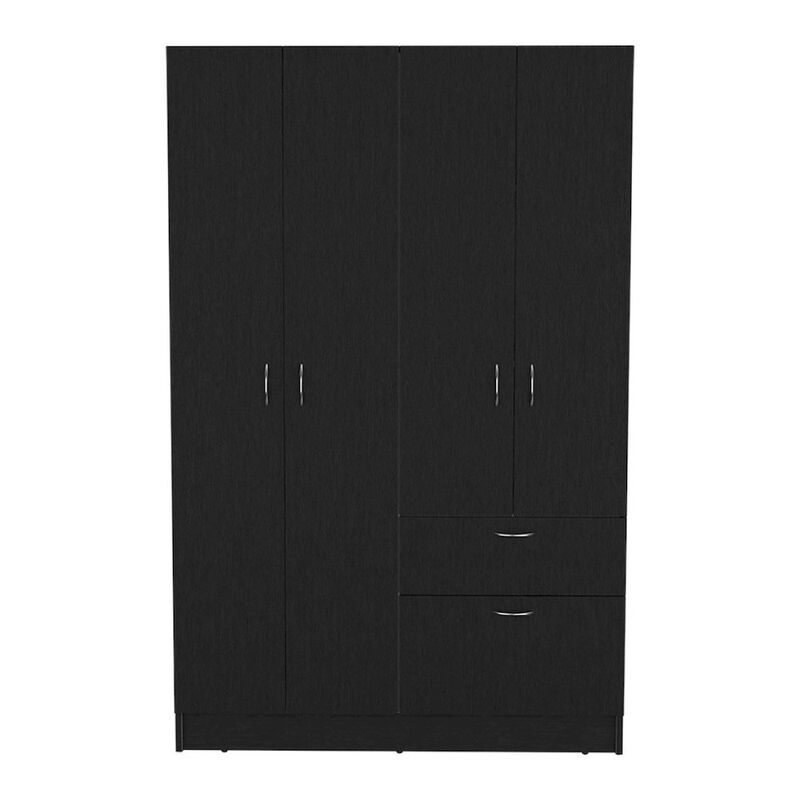 Vaupes Armoire, Double Door Cabinet, One Drawer, Five Interior Shelves, Rod -Black / White image number 0