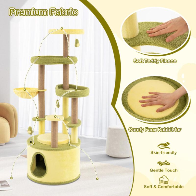 Hivvago Large Avocado Cat Tree Multi-level Cat Tower with Private Condo