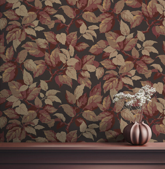 Canopy Burgundy Leaf Wallpaper
