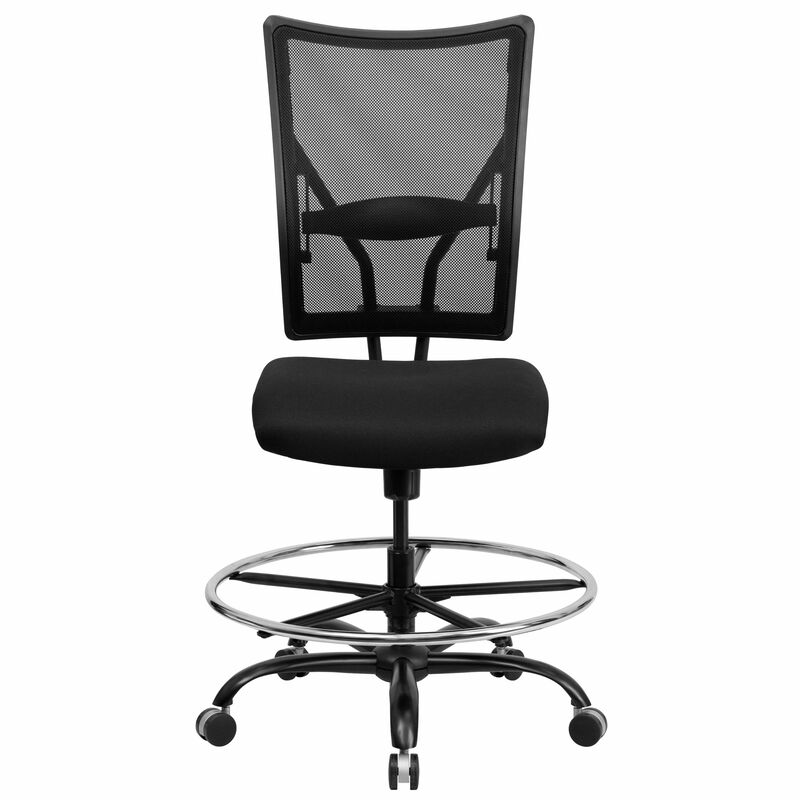 Flash Furniture HERCULES Series Big & Tall 400 lb. Rated Black Mesh Ergonomic Drafting Chair