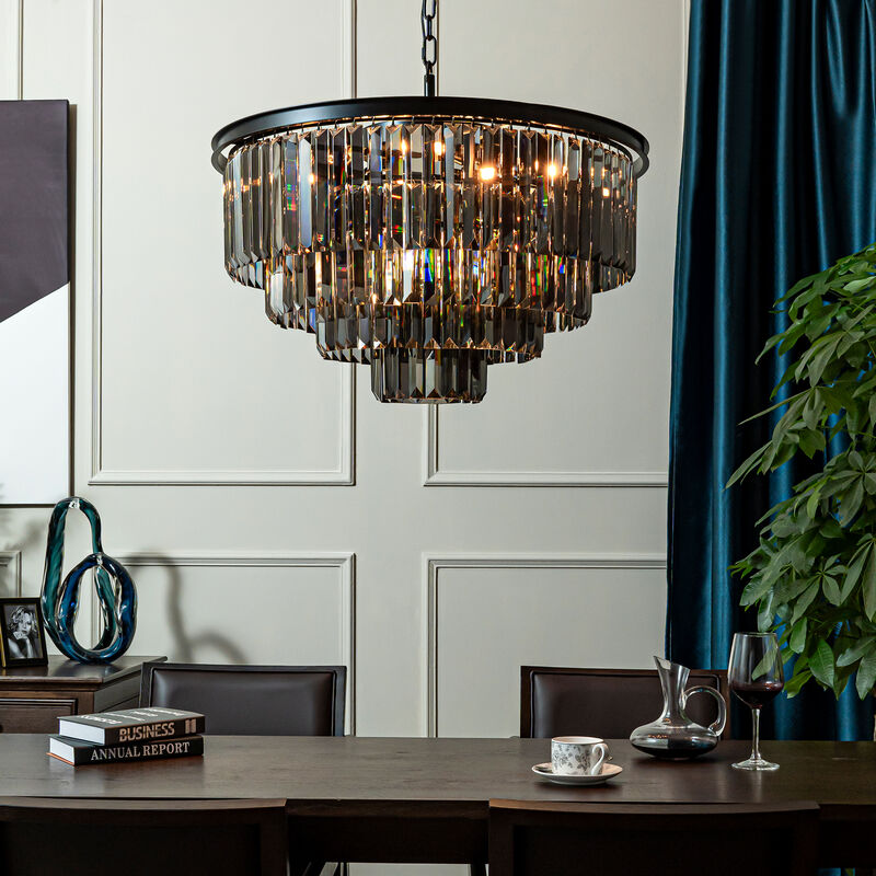 Modern 4-Tier Round Crystal Fringe Chandelier image number 2