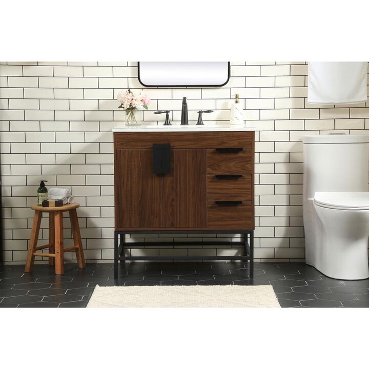 Elegant Kitchen and Bath 32 inch Single bathroom vanity in walnut