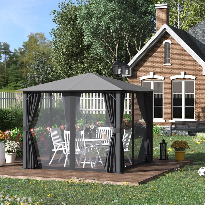 Hivvago 10x10 Outdoor Gazebo with Vent Roof & Mesh Panels