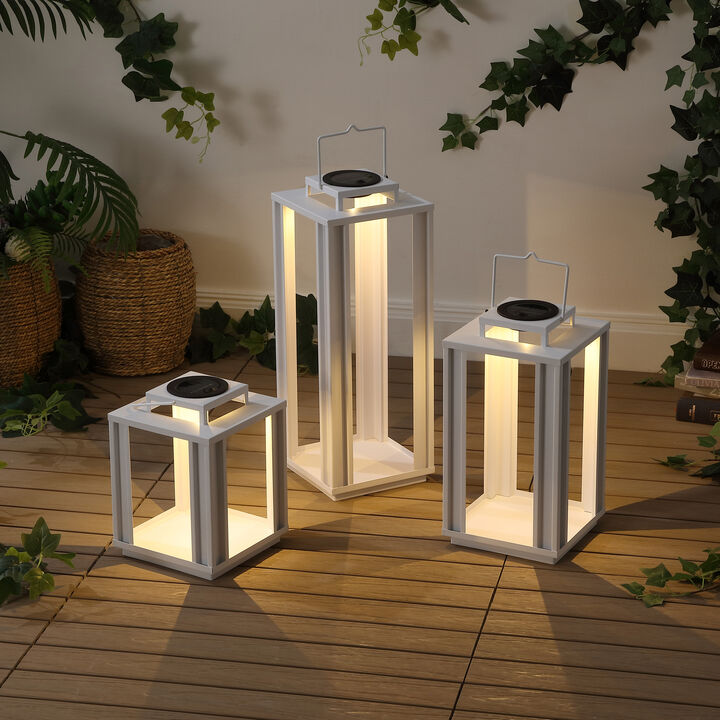 Leland Modern Industrial Integrated Indoor/Outdoor LED Solar Powered Lanterns