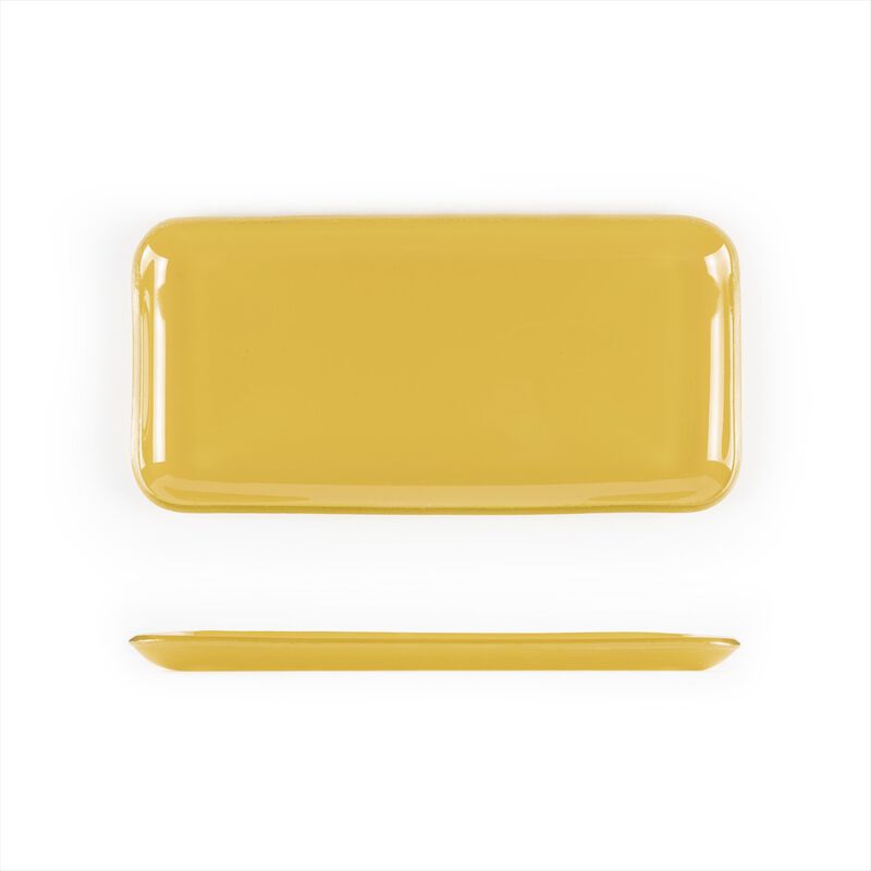 Glass Dinnerware 12.25" x 6" x h:1" Rectangular Turmeric Glass Platter