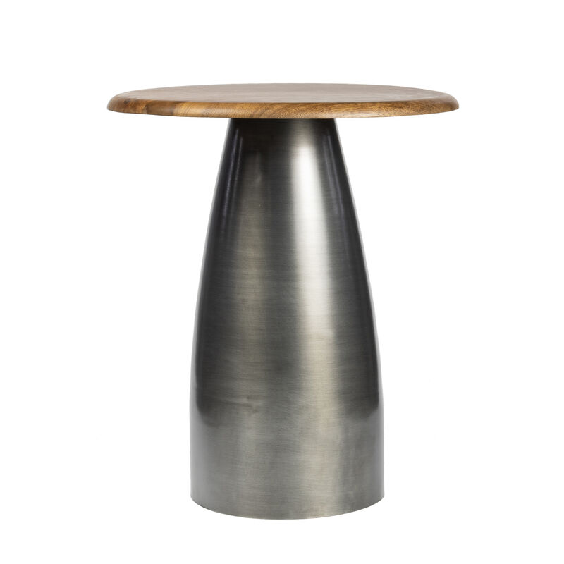 Otto 18" Modern Rustic Round Wood/Metal Accent Table