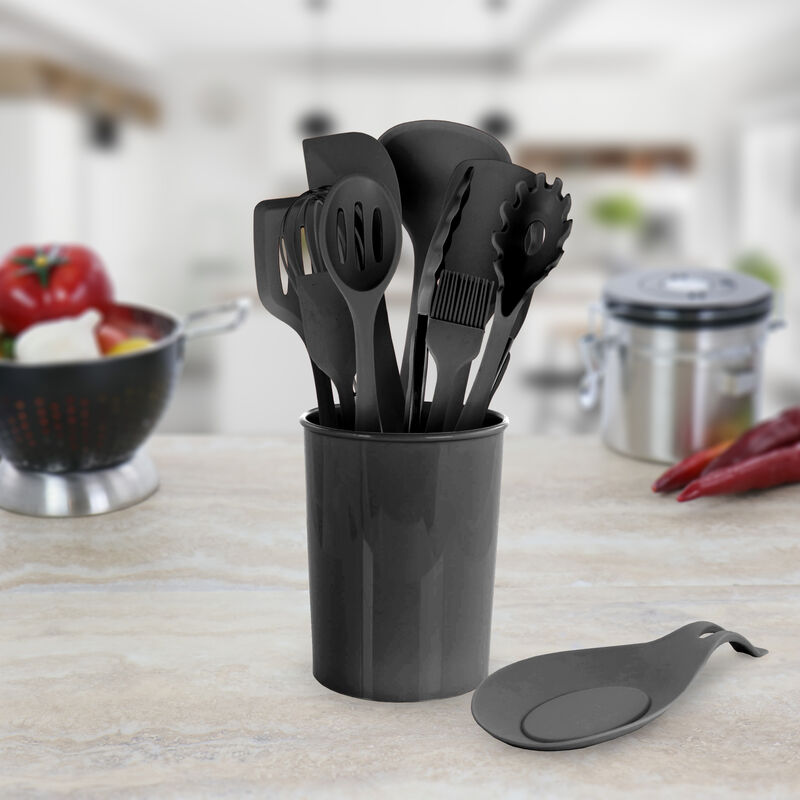 MegaChef Black Silicone Cooking Utensils, Set of 12
