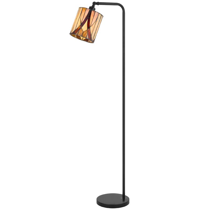 Tiffany Glass Floor Lamp with Adjustable Head, 58 Inch Black, Natural Tones image number 3