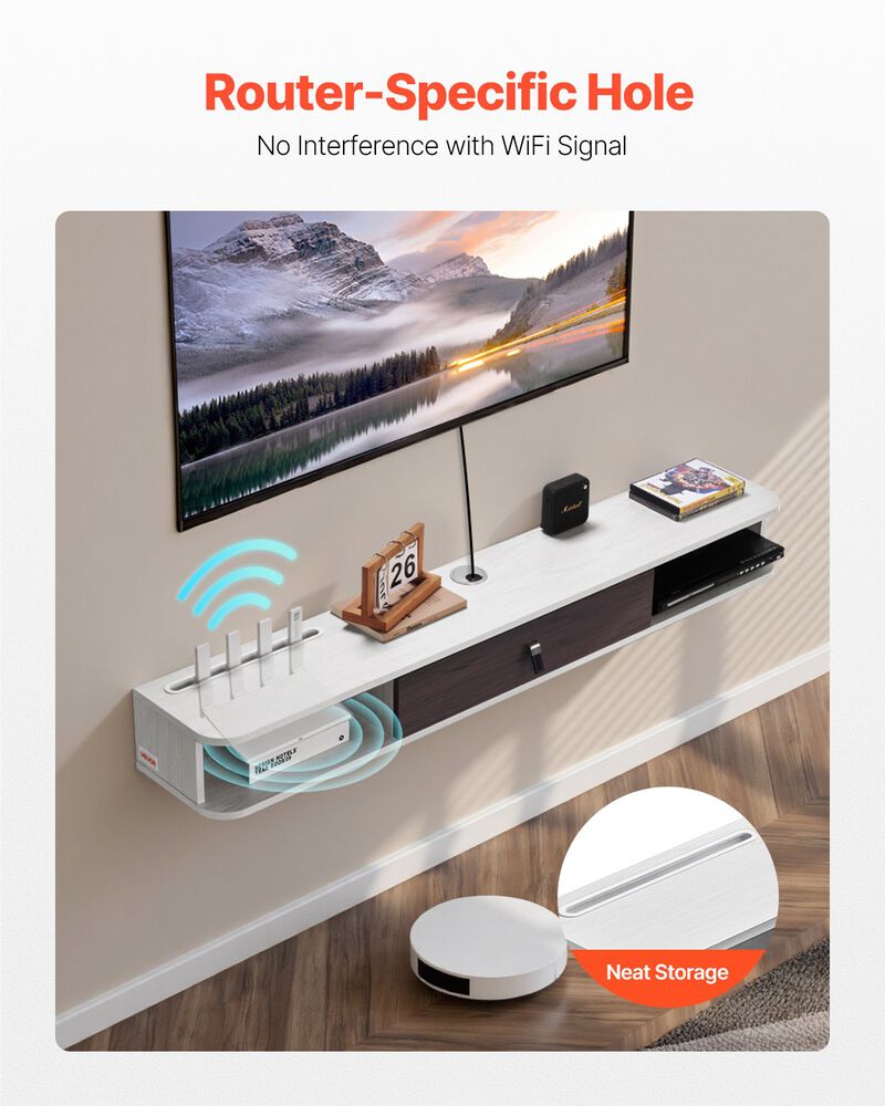 Modern Floating TV Stand 55" &ndash; Wall-Mount Storage Cabinet for DVD & Game Console image number 2