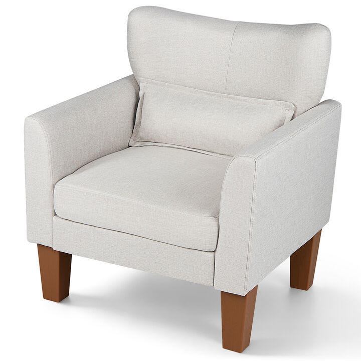 Upholstered Accent Chair with Removable Cushion and Pillow for Bedroom