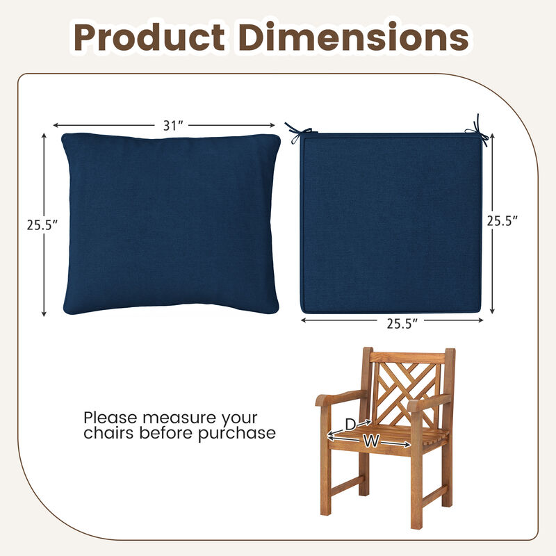 Deep Seat Chair Cushion Pads Set with Rope Belts for Indoor and Outdoor Comfort