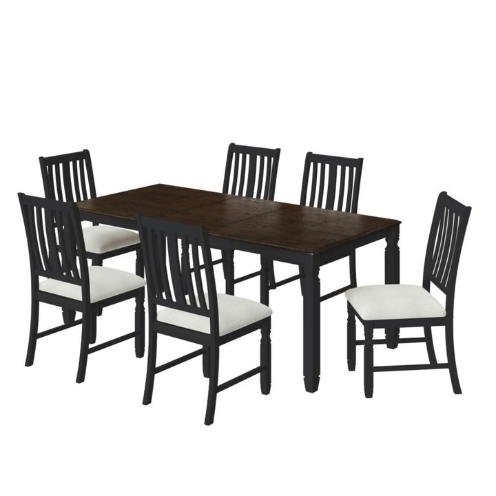 Wevelk Farmhouse 7‑Piece Extendable Dining Table Set