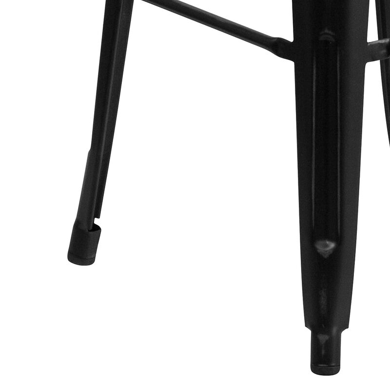 Flash Furniture Kai Commercial Grade 30" High Backless Distressed Black Metal Indoor-Outdoor Barstool image number 4