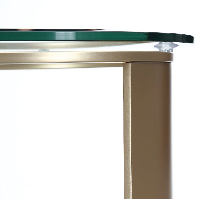 Michael Amini Houston Round Chairside Table - Brushed Gold image number 3