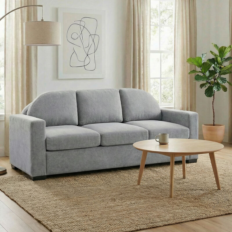 Merax Modern Curved Back Chenille 3-Seater Sofa with Pocket Spring Cushions image number 2